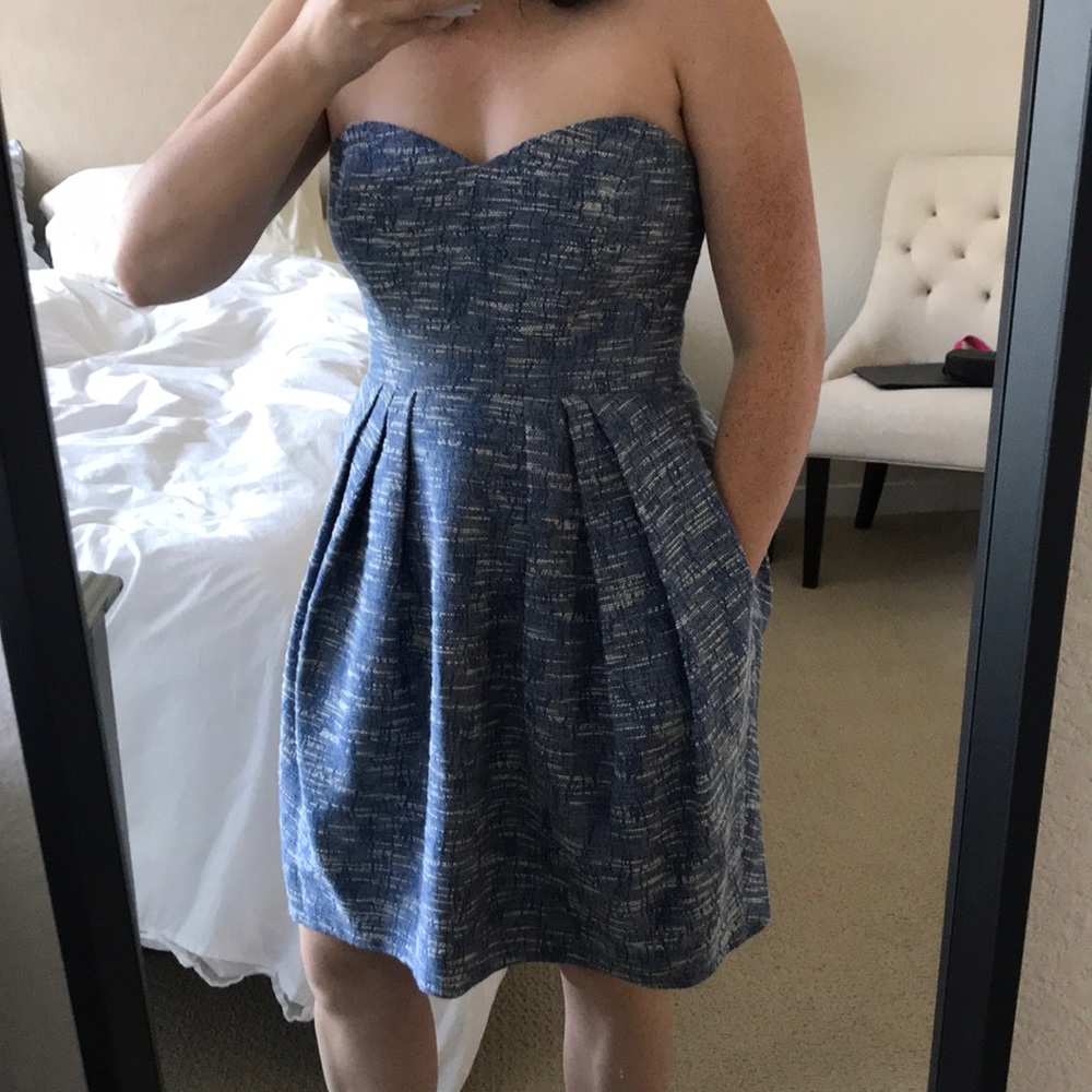 CLEARANCE Shoshanna Raw Blue Strapless Dress 6